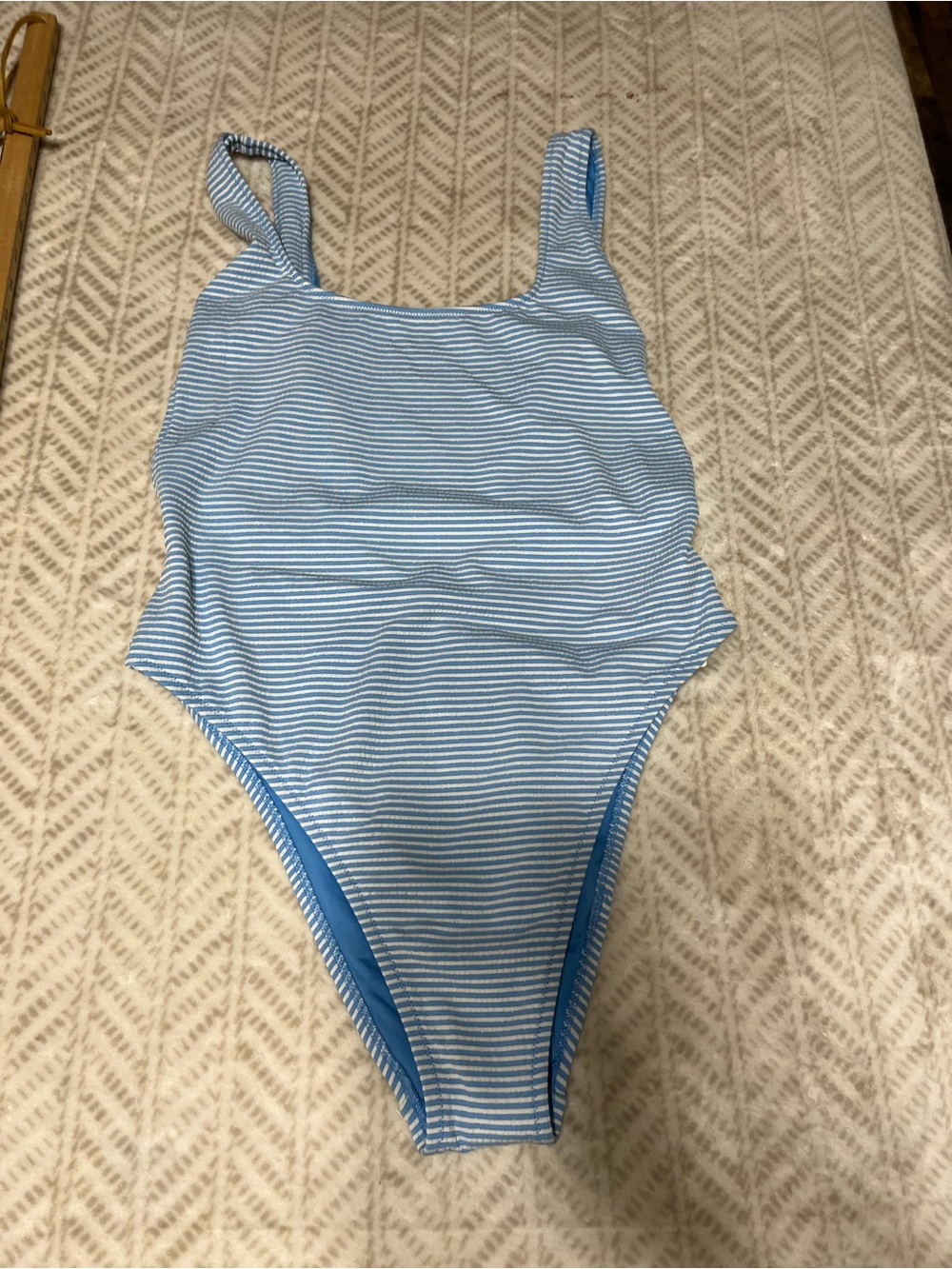 Aerie Large Blue and White Striped One-Piece Swimsuit
